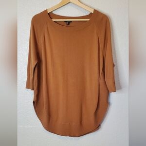 💚5/$25 Express Carmel Boat Neck Dolman Sleeve U Shape Tunic Knit Sweater Top